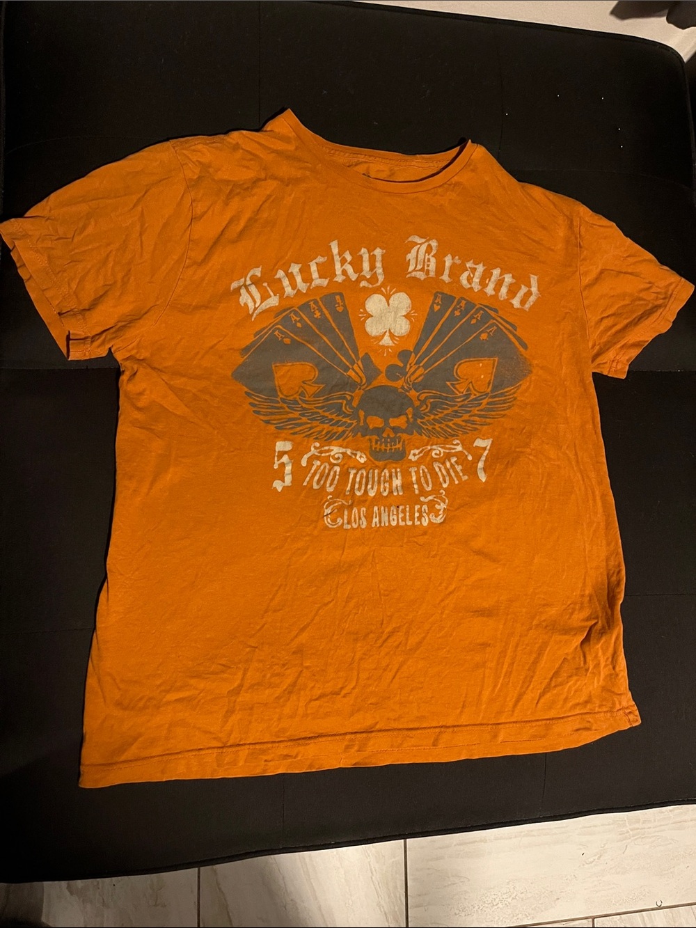 Lucky Brand Orange Graphic Short-Sleeve Tee